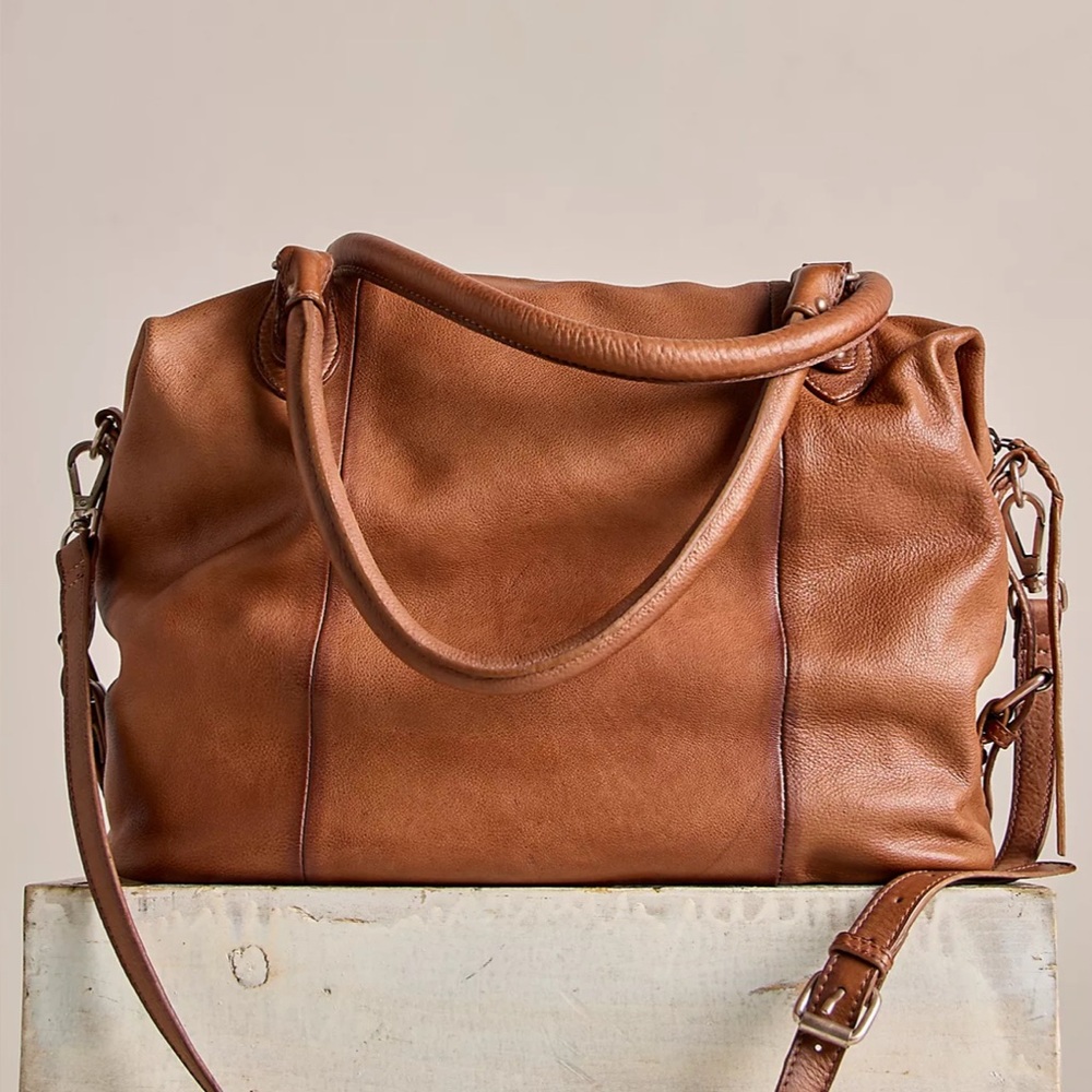 Free People Tan Leather Bag Emerson Tote - Picture 2 of 3